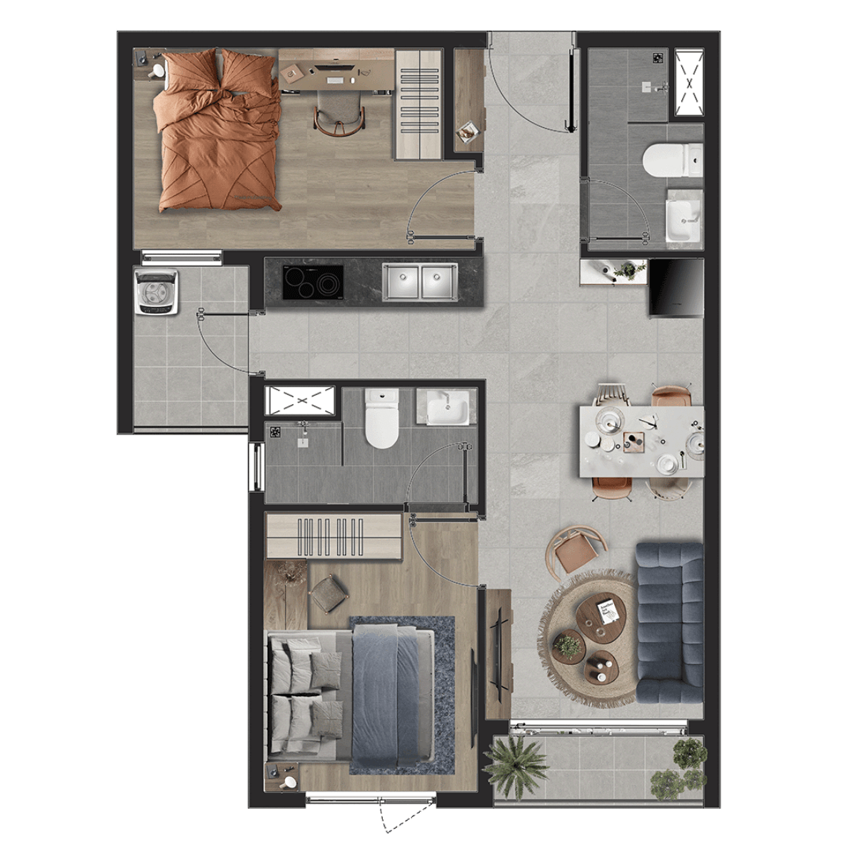 Căn 2 phòng ngủ tiêu chuẩn - Tháp ORION